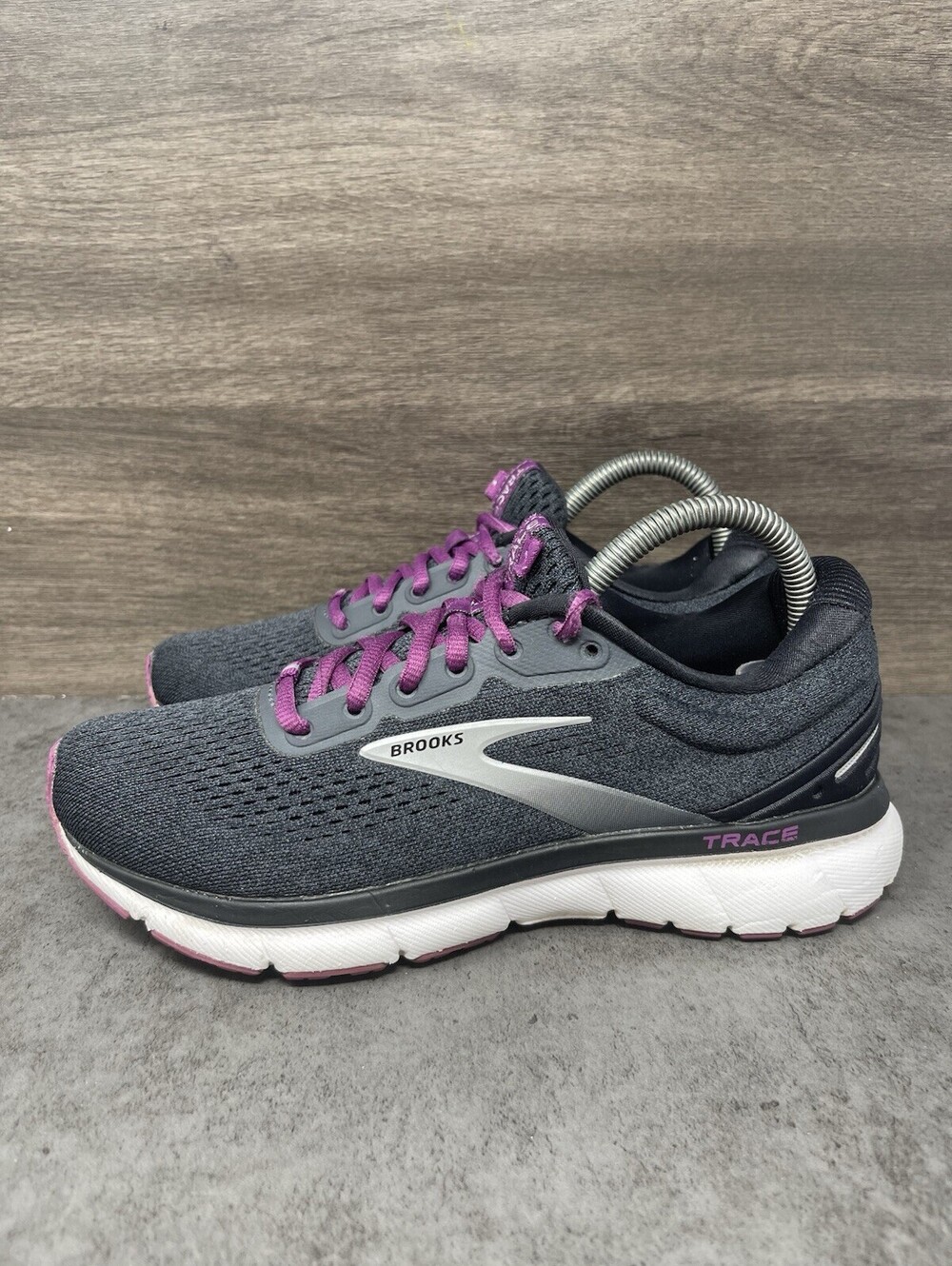 Brooks Trace 1 Womens Size 7 B Black Gray Purple Running Walking Shoes